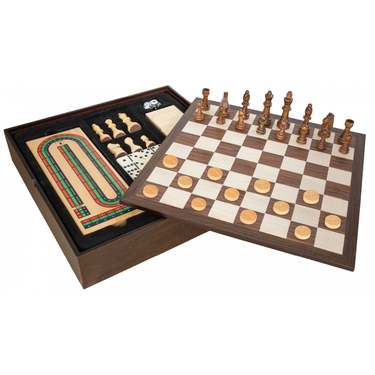 Craftsman Natural Wood Veneer Deluxe Chess Set 